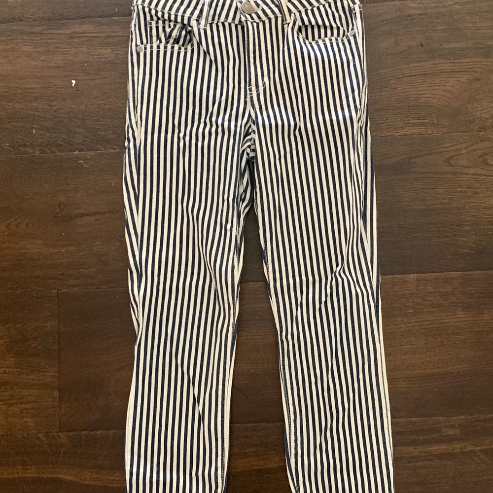 Altar’d State navy and white vertical stripe jeans